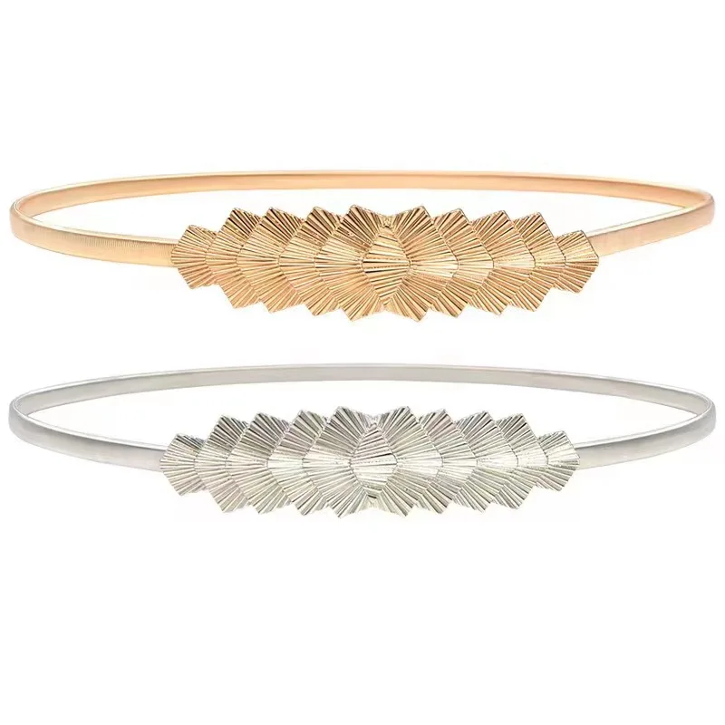 High Quality Summer Gold Skinny Metal waist Belt Elastic Designer Metal Chian Belt for Dress