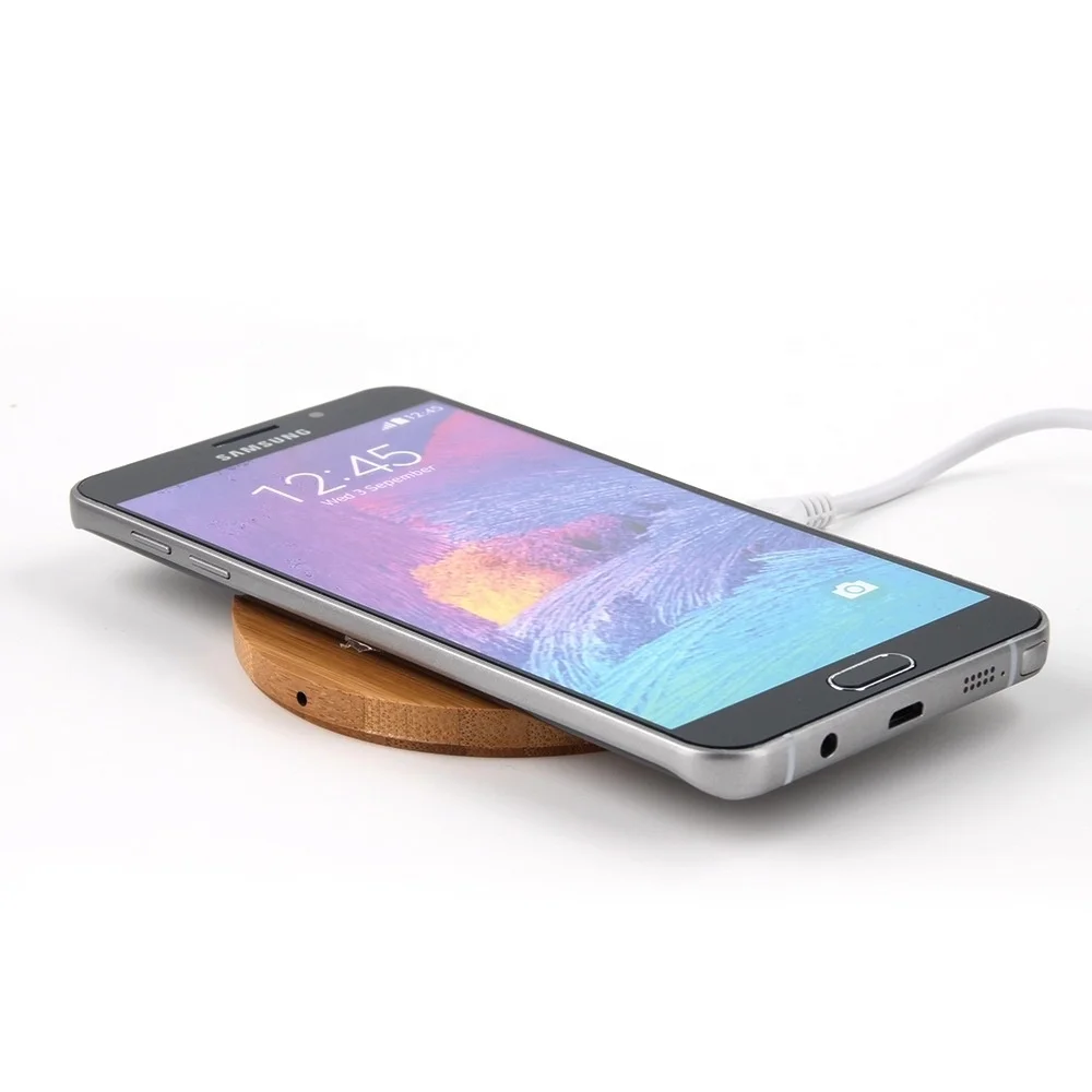 10W Wireless Charging real bamboo wood Portable Universal Wooden Wireless Phone Fast Charger Customized Mobile Power