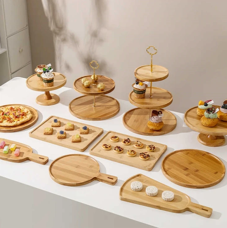 Custom 2 Tiered Tray Stand Wood Cake Stand Serving Tray For Farmhouse Kitchen Room Decor