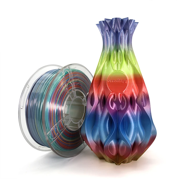 Private label 1kg 1.75 2.85mm PLA 3D printer high quality pla silk rainbow shiny silk pla filament