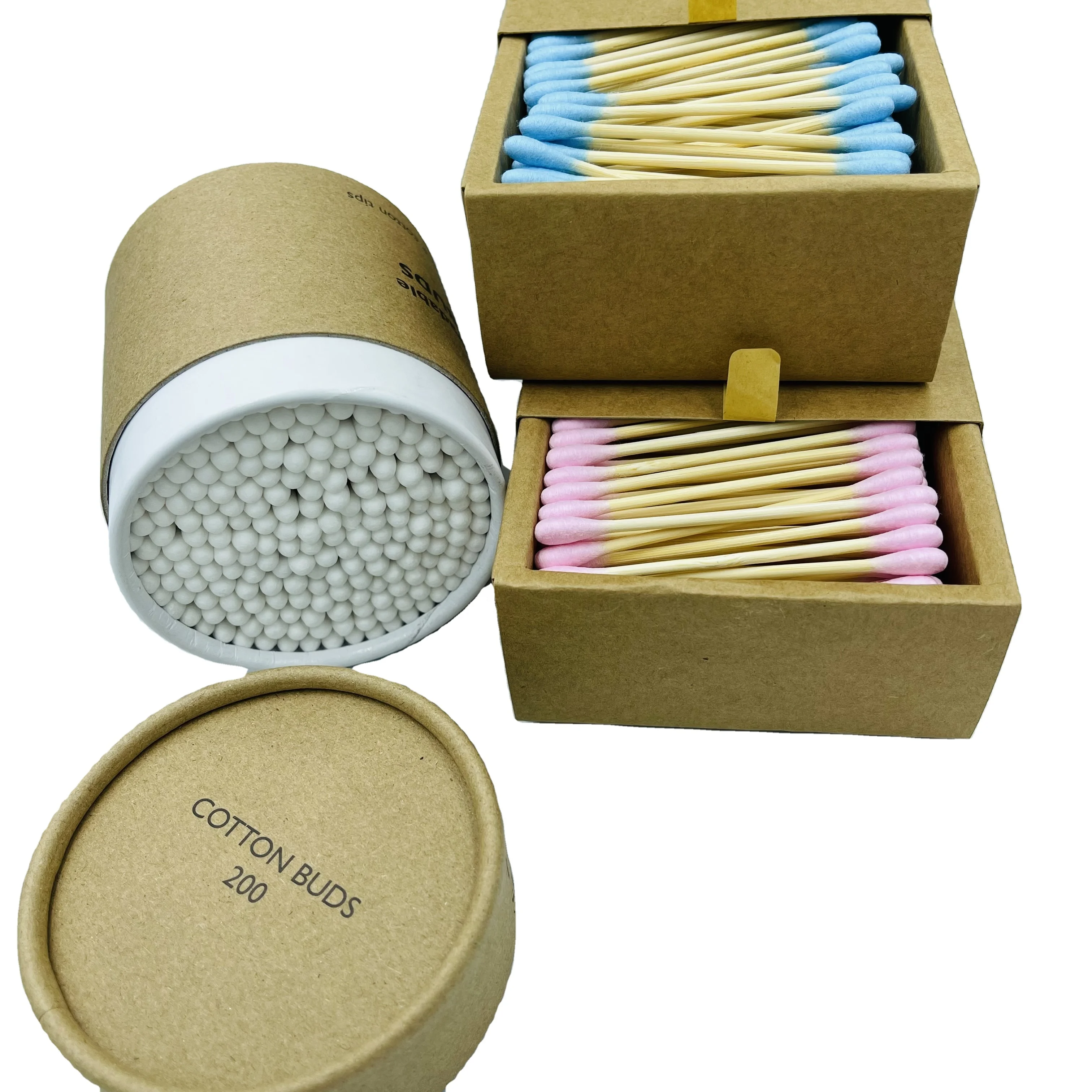 200pcs cup packing eco friendly person care bamboo sticks 100% pure nature cotton buds swabs