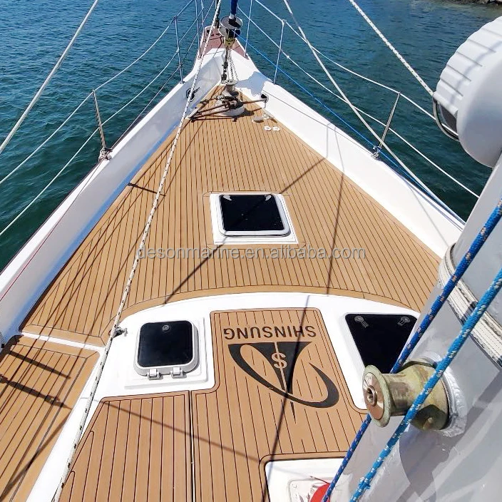 China boat decking flooring export factory with Synthetic teak PVC material