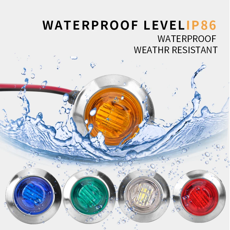 12V 24V LED Indicators Round Trailer Side Marker Light Yellow White Red Turn Signal Lamp Clearance Lights for Trucks