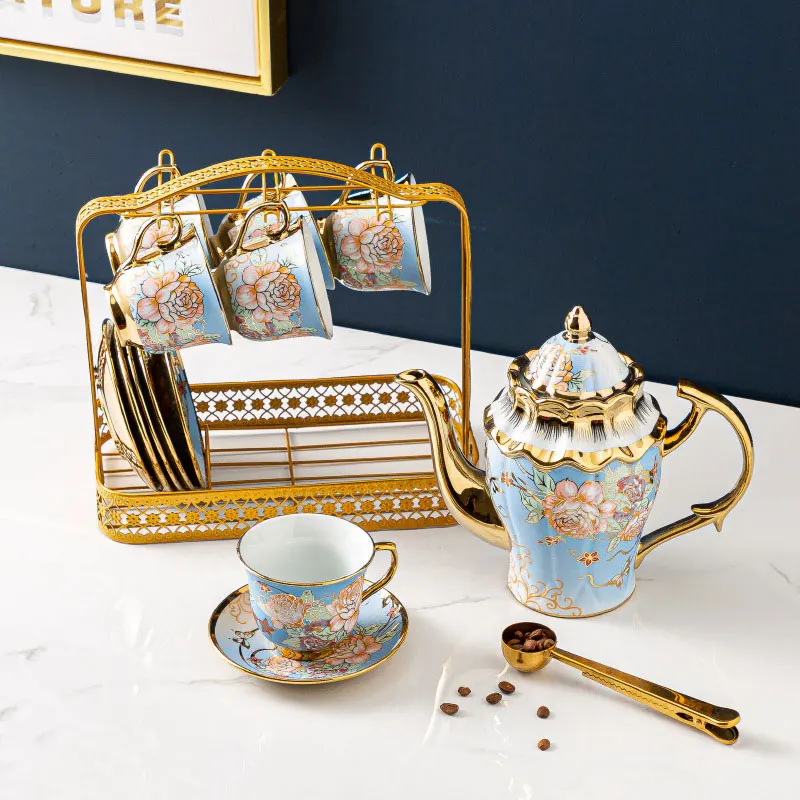 Gold Rimmed Gift Arabic Europe Style Ceramic European English Turkish Afternoon Coffee Tea Cup Luxury Pot