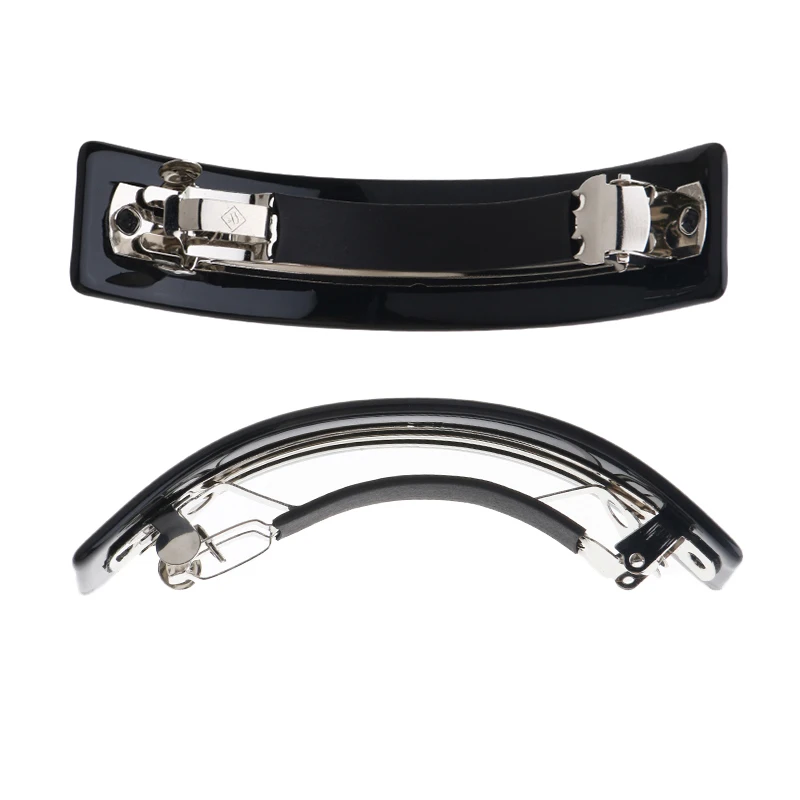 MiDairy 8.8cm large size arch hair barrettes clips acrylic custom color logo design classic black arch spring ponytail clip