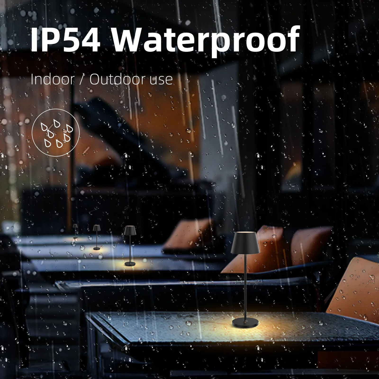 Светодиодная аккумуляторная беспроводная настольная лампа IP54 Бесступенчатая Регулируемая 1-100% яркость