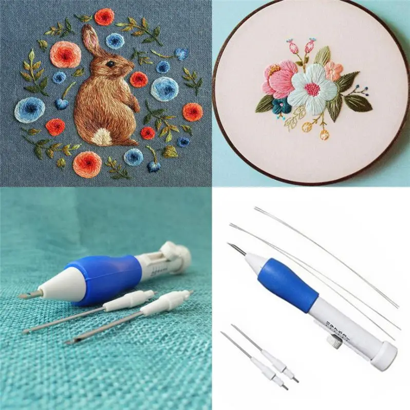 DIY Crafts Pen Magic Embroidery Pen Set Interchangeable Sewing Accessories Tool Punch Needle