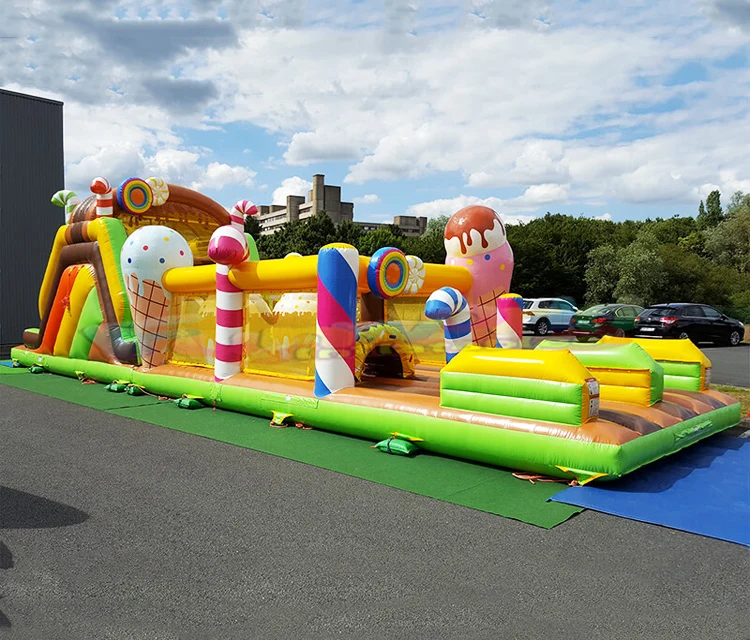 New design chateaux gonflables bounce house obstacle course inflatable candy playground for sale