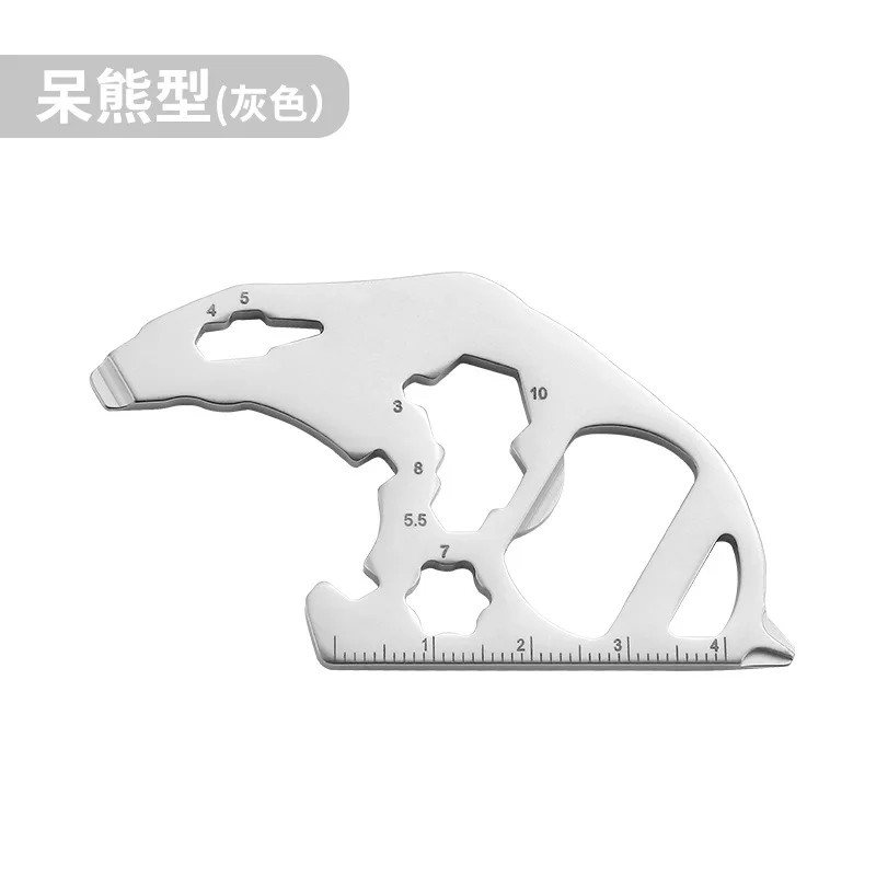 Peakout Hiking Camping Travel Outdoor Survival Stainless Steel 15-In-1 Multi-tool Keychain Bear Multi Tool Wrench