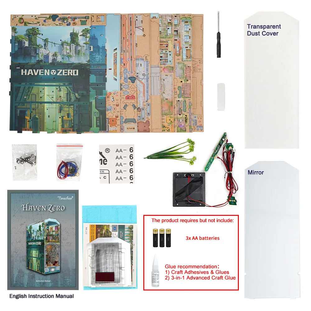 Tonecheer Haven Zero TQ132 Shelter Zero Disaster Apocalypse Bookend Puzzle 3D Book Diy Nook Miniature Toys Book Nook