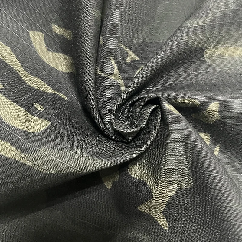 Fabric manufacturer wholesale supplier woven polyester/cotton ripstop camo combat uniforms black camouflage fabric