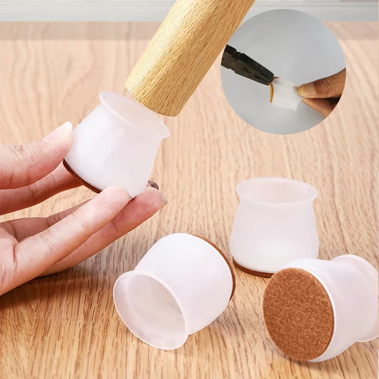 Factory Direct Supplier Custom Sizes Shape Transparency Elastic Silicone Chair Leg Floor Protectors
