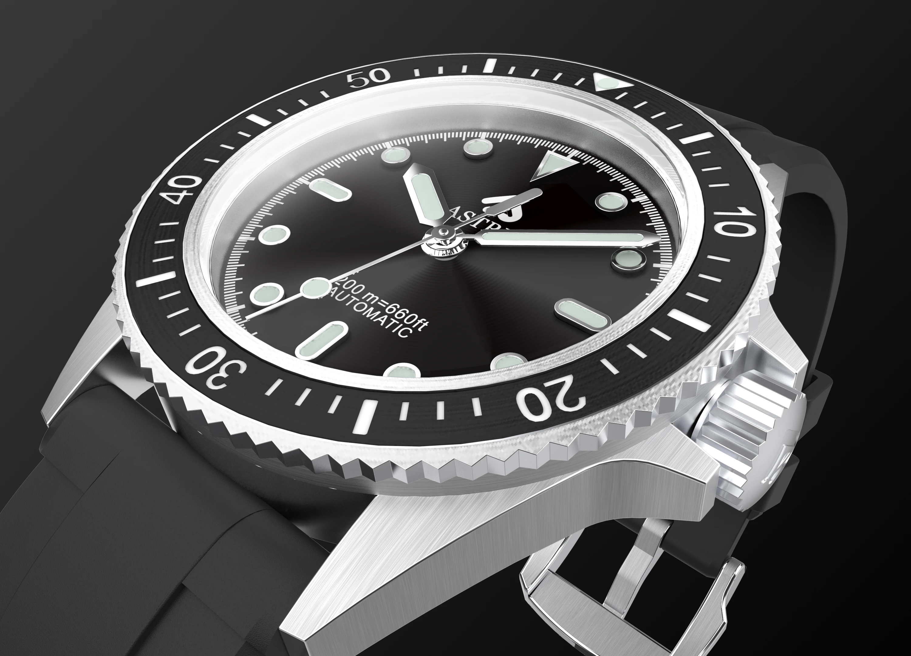 ASTRM Brand NH35 High Quality Strong Luminous Fashion Luxury Silicone Strap 20ATM Waterproof Men Automatic Watch