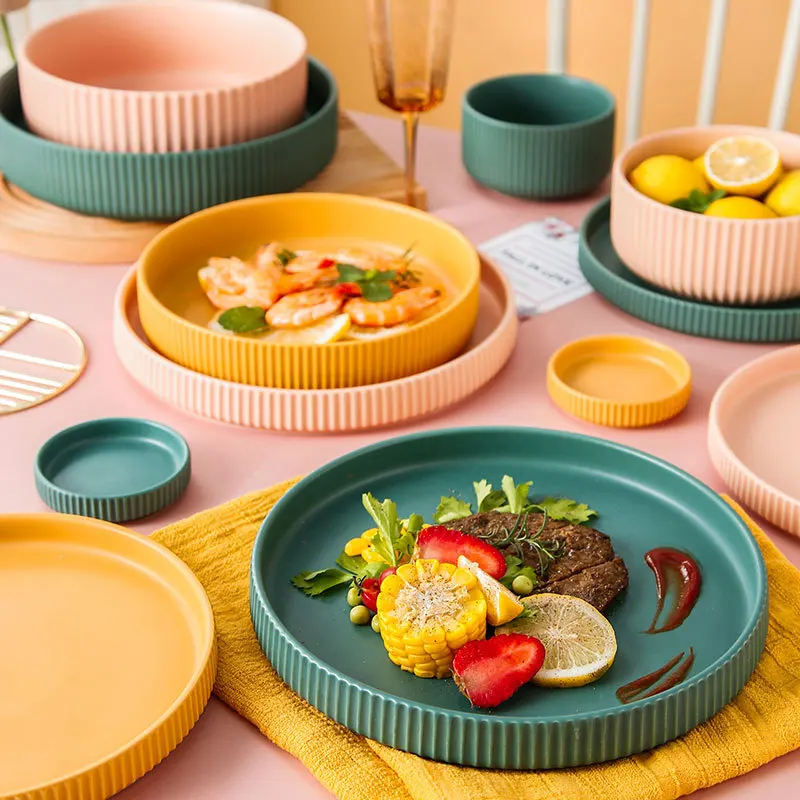 Nordic luxury dishes tableware set household ceramic plate soup bowl combination high-value plate tableware set