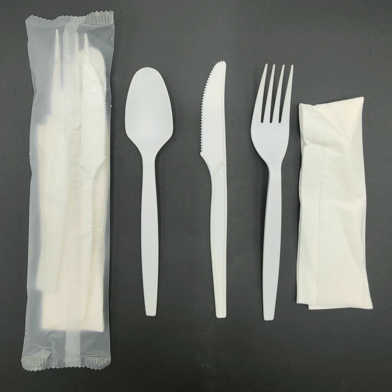 PLA/CPLA compostable disposable plastic fork knife spoon 100%biodegradable cutlery sets Soup Spoon For Travel or Restaurant