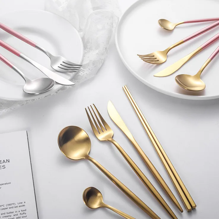 Hot sale factory direct wedding cutlery stainless steel cutlery set gold