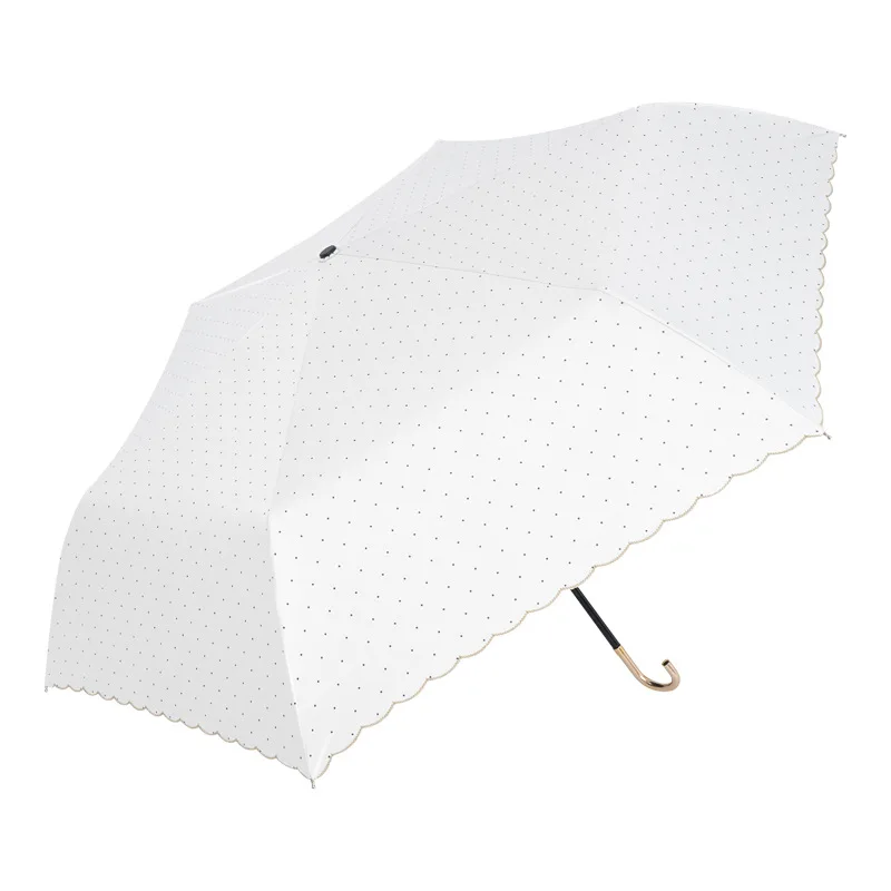 Parasol Polka dots uv umbrella Japanese mini fold sun rain umbrella with golden hook handle