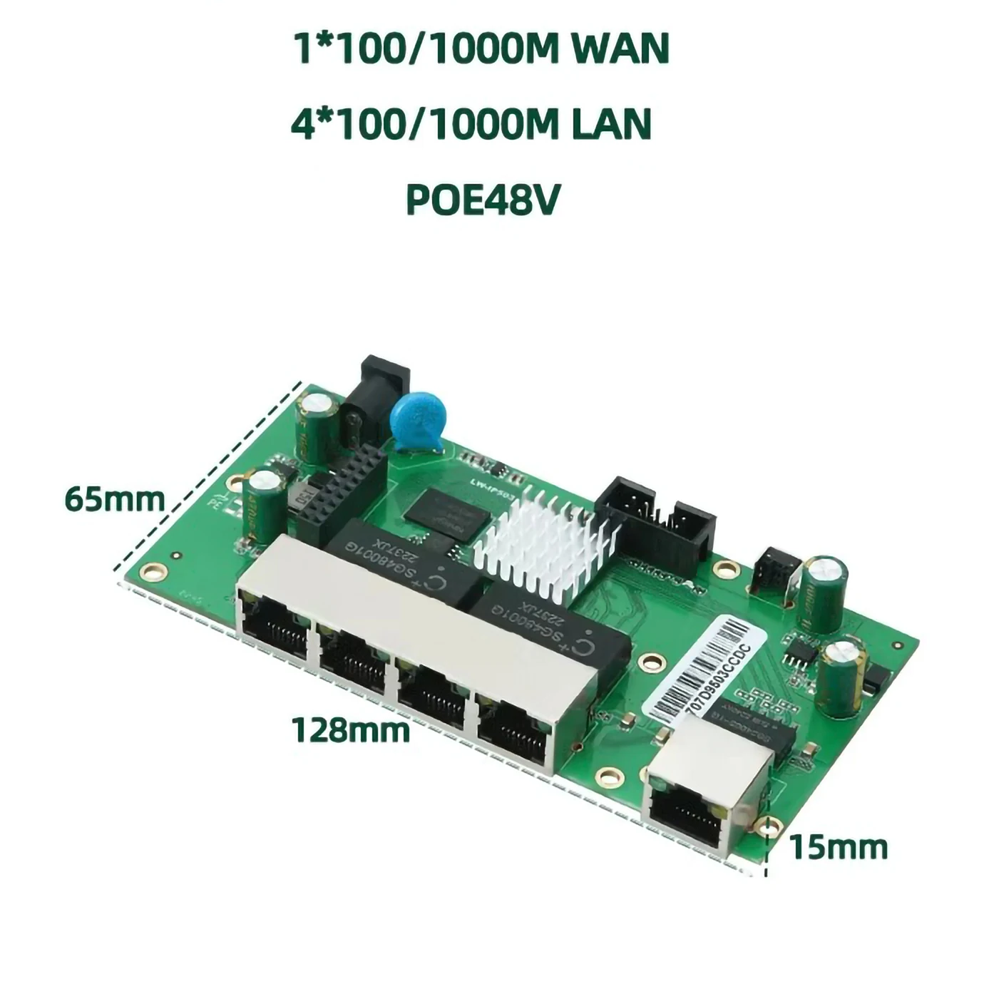 Industrial PoE Router Module 100/1000M Wired Network POE 48V Standard Gigabit Ethernet Router Switch PCB