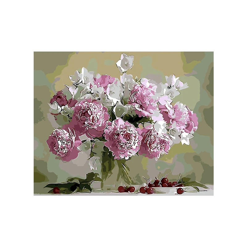 Ph-GX3339 Phainting по номерам, Pheony & cherry, красочное, декоративное изображение, подарок