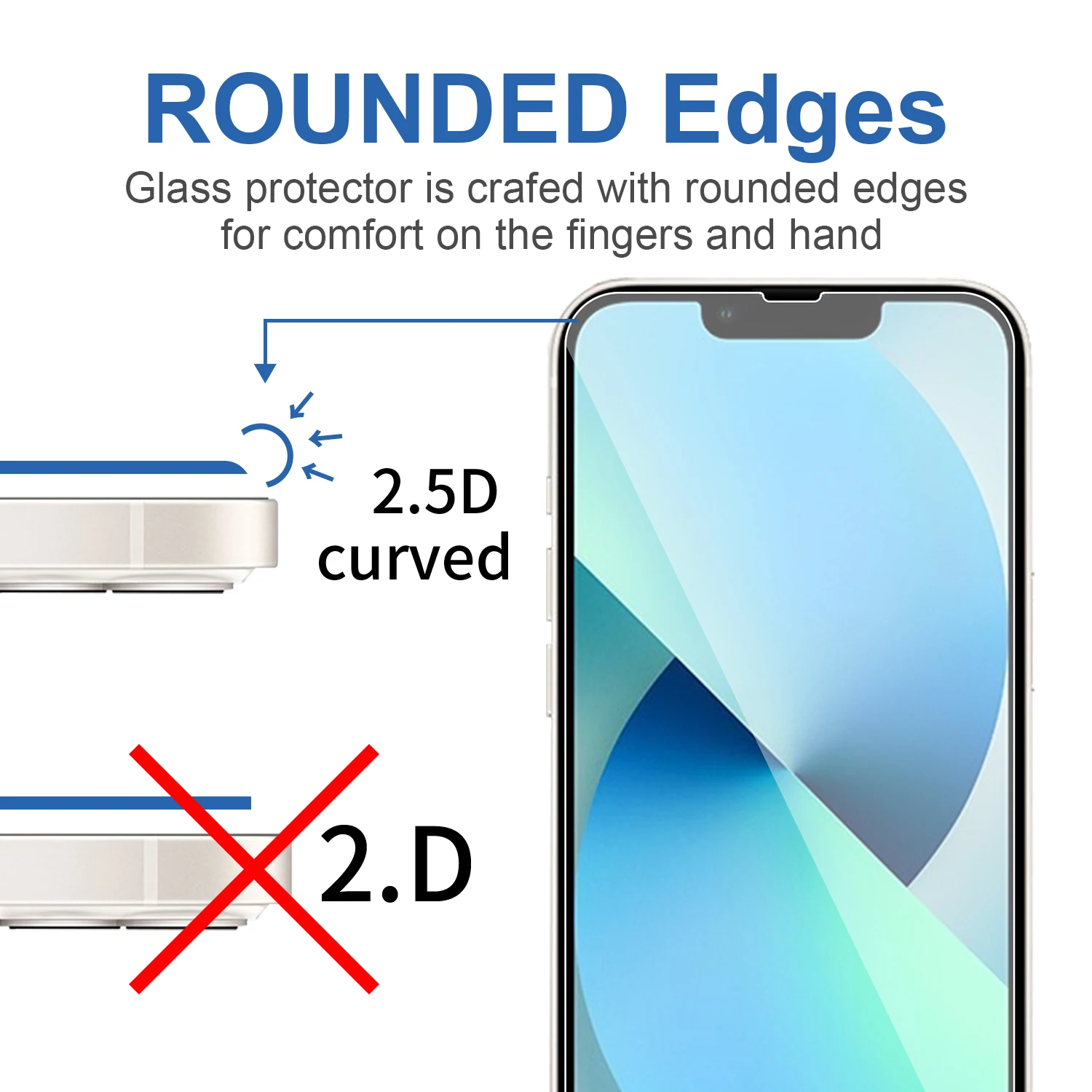 Japan Market 3pack 9H Full Glue 9H 2.5D Clear Anti Blue Light Tempered Glass Screen Protector for iPhone 13 Pro 6.1