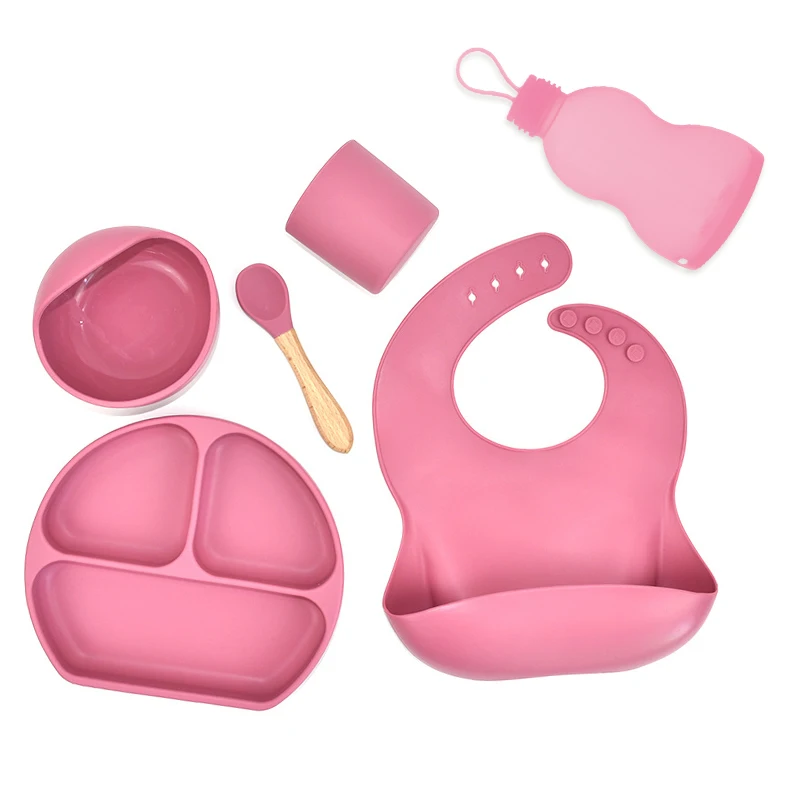 Hot Selling Multi Purposes Bpa Free Healthy Divider Portable Silicone Feeding Bowl and Spoon Set