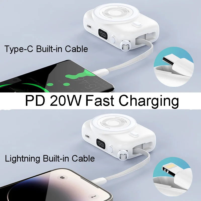 2024 New Shared Powerbank with Charging Stand Fast Charging Mini Slim Power Bank Portable 10000mAh Wireless Magnetic Powerbanks