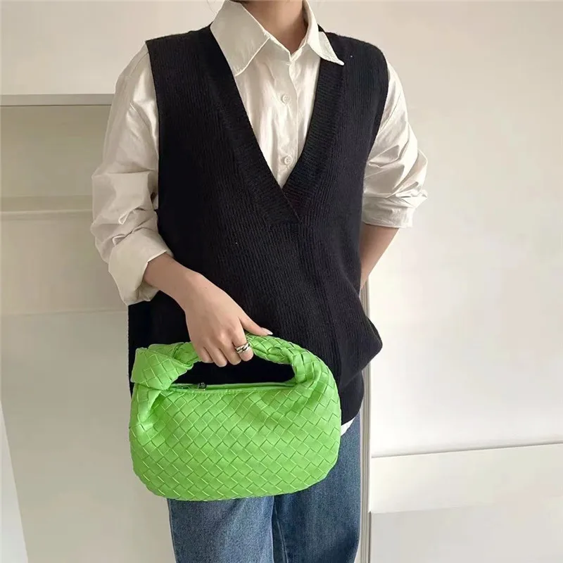 Luxury Small PU Leather Woven Tote Braiding Bags Women Shoulder Bag High Quality Purses And Handbags Clutches Bag