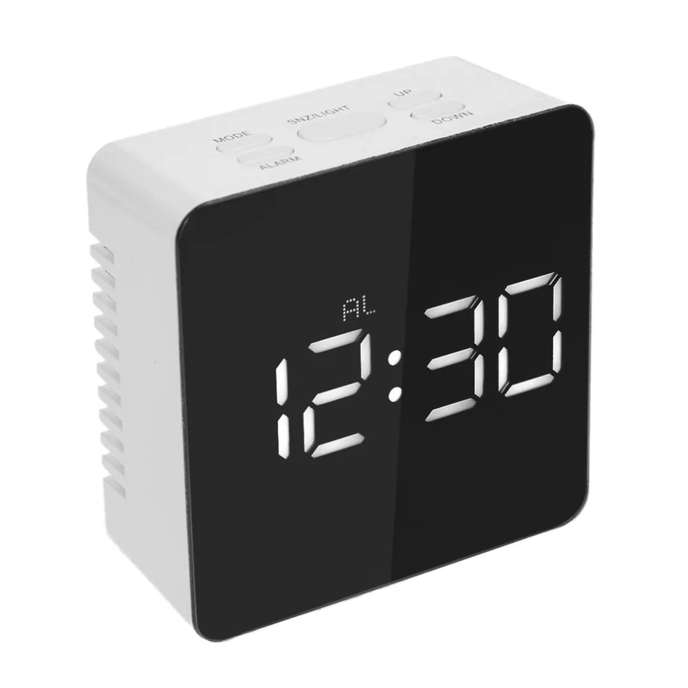 RTS Fashionable Home Decoration temperature Alarm Clock LED Digital Mirror Clock