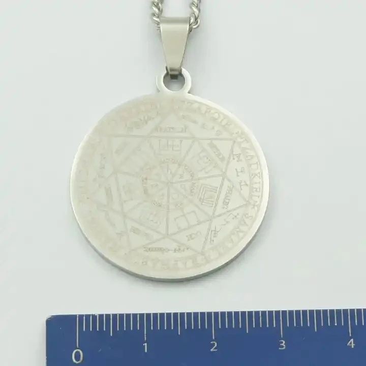 Stainless Steel Seven Angels Seal Magic Array Necklace Rune Amulet Protection Jewelry