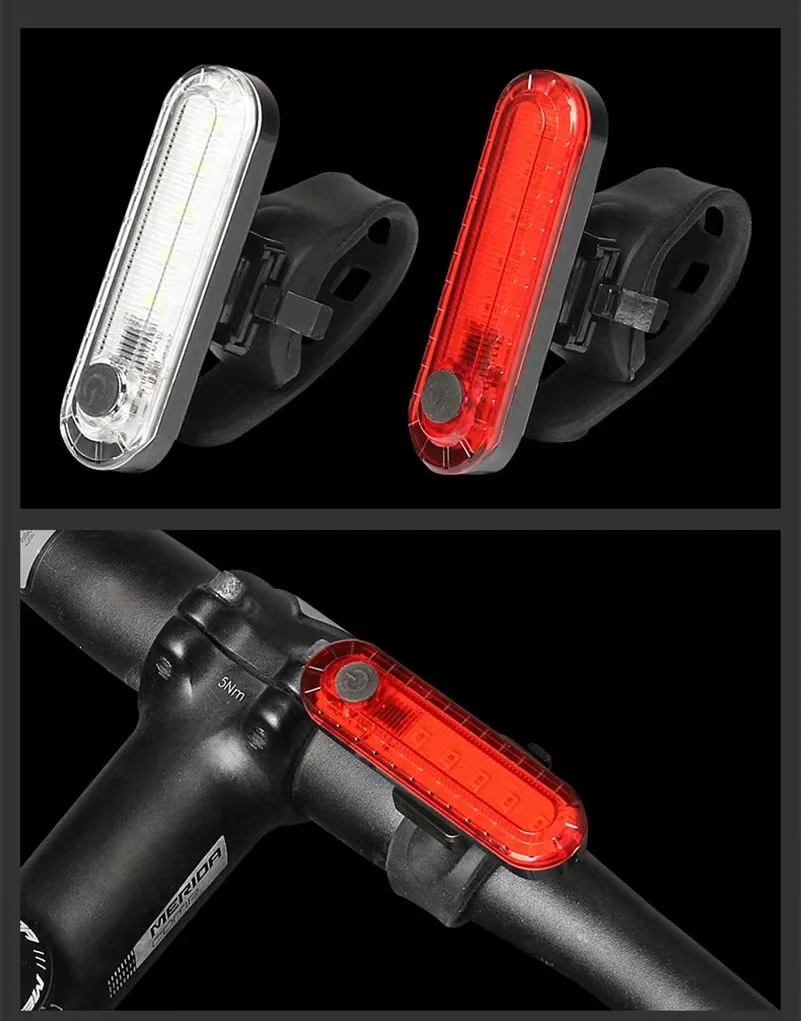 Светодиодный задний фонарь для горного велосипеда, Ночная езда на открытом воздухе, зарядка через USB, предупреждающий сигнал