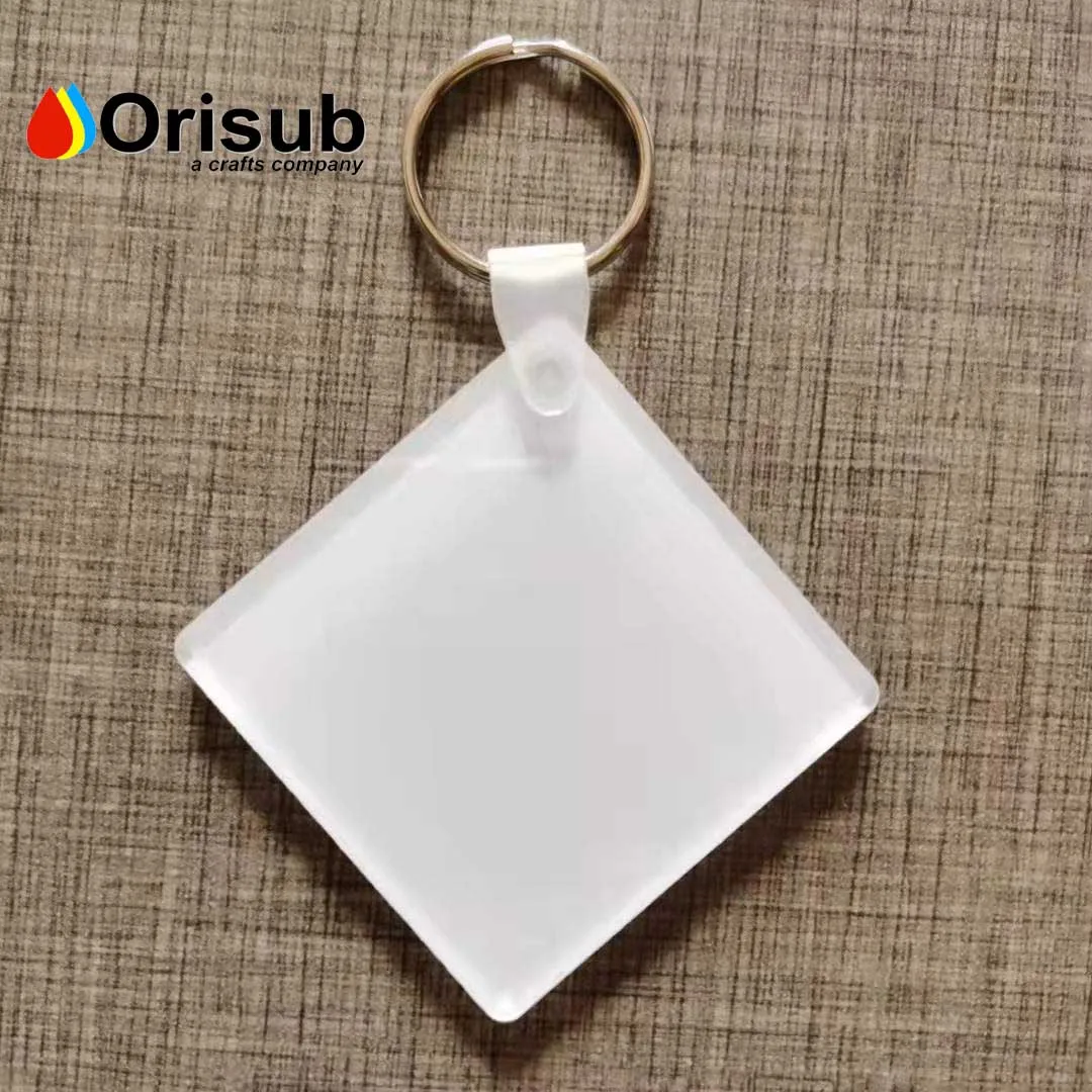 Clear white sublimation rectangular acrylic key chains for heat pressing