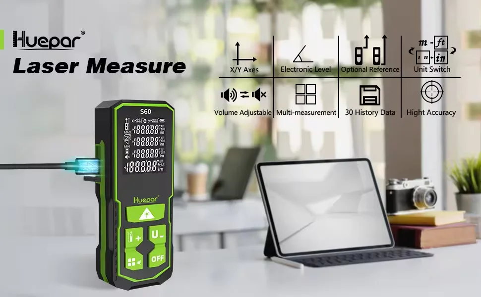 Huepar S120-G 2023 New laser measuring equipment Laser rangefinder Green Light handheld rangefinder