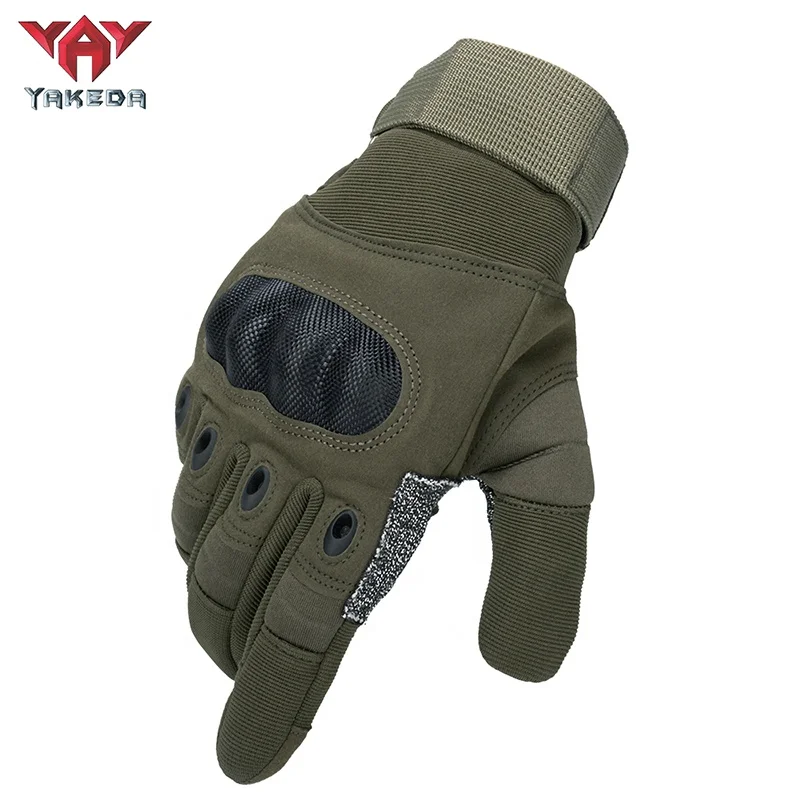 YAKEDA Hard Knuckle Full Finger Tactical Gloves Combat Gloves Touch Screen Cycling Racing Utility Cut-resistant Gloves