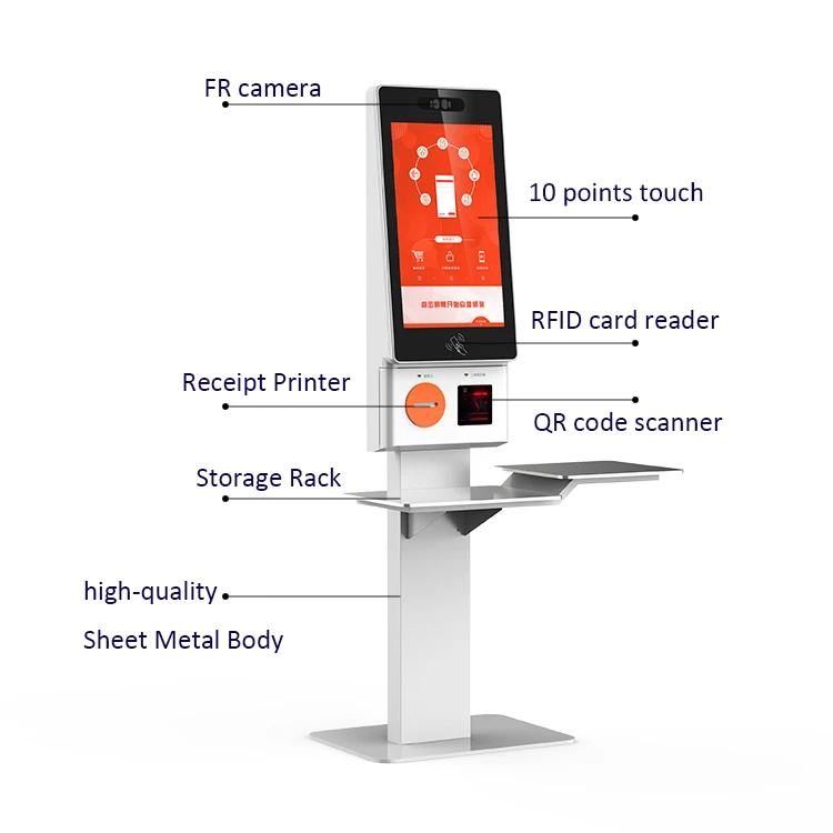Supermarket 23.8 Android Kiosk Price Touch Screen Checkout Payment Machine Self Service Checkout Kiosk With Pos