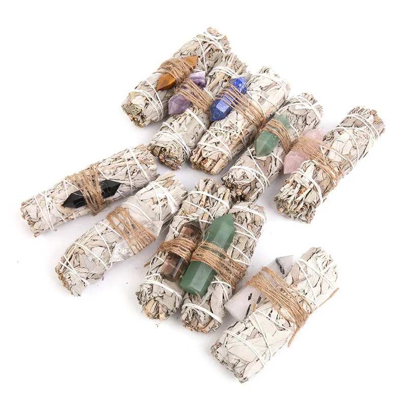 California White Sage Grass Peru Holy Wood Crystal Original Stone Aroma Stick Indoor Purification Yoga Meditation Aroma
