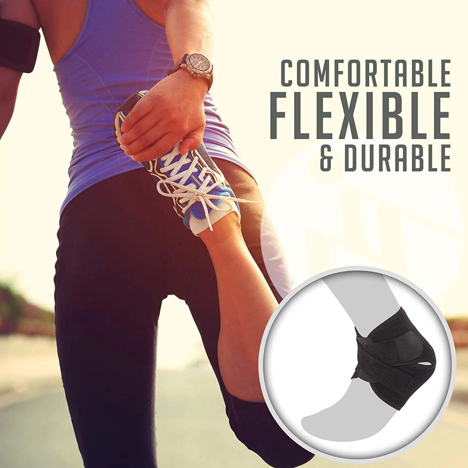 Stabilize Ligaments Elastic Adjustable straps Ankle Brace Supports