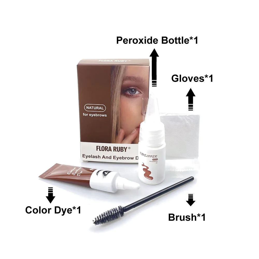 Brow Lash Tint FLORA Eyebrow Henna Dye Kit Gel Cream Organic Semi Salon Permanent Natural Long Lasting Henna For Eyebrows
