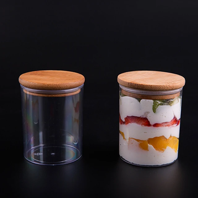 Briwell PLA ISO plastic clear PS sealable nuts candy jars food grade storage jar with bamboo lid