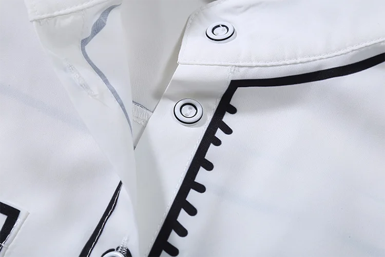 Fashion White Long Sleeve Turndown Collar Ladies Tops Blouse Line Printing Button Pockets Loose Shirts For Women