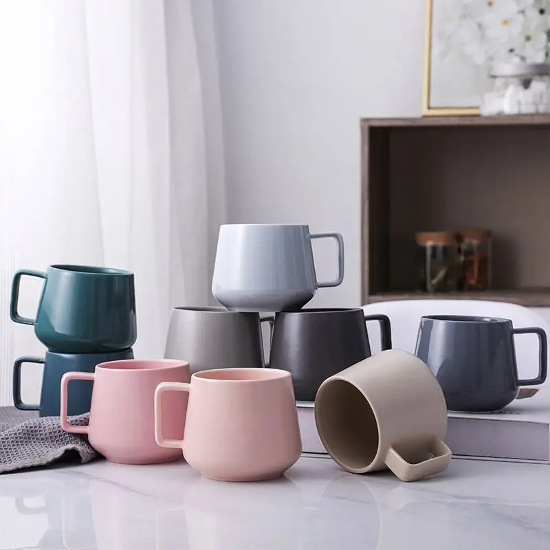 Simple Style Customized Grey/black/white Mug Matte Glaze 350ml Drinkware Coffee Mug Porcelain Cup