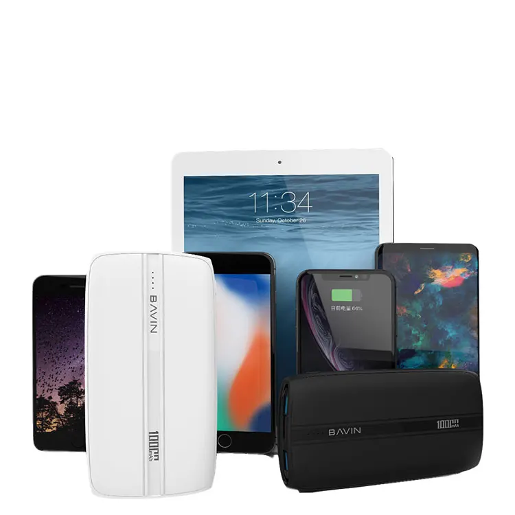 portable slim 10000mAh power bank with usb-c PD QC3.0 fast charger Qi wireless charging  for mobile phone