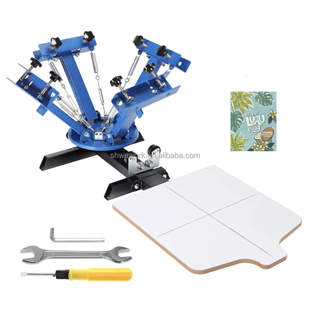 4 Color 1 Station Silk Screening Screenprint Press NS-401 Screen Printing Machine High Quality Screen Printer Machine