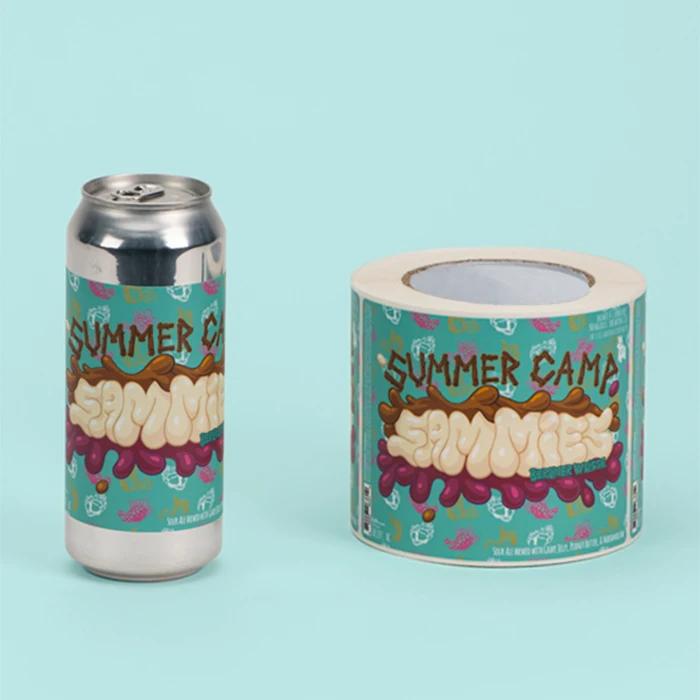 custom big size pp material durable moisture resistant CMYK printing craft beer can label manufacturer
