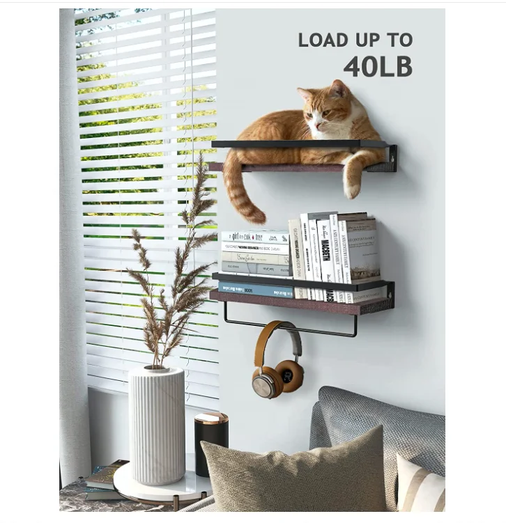 Towel Rack Floating Shelves for Bathroom Wall Set of 2 Kitchen Spice Rack Wall Mount
