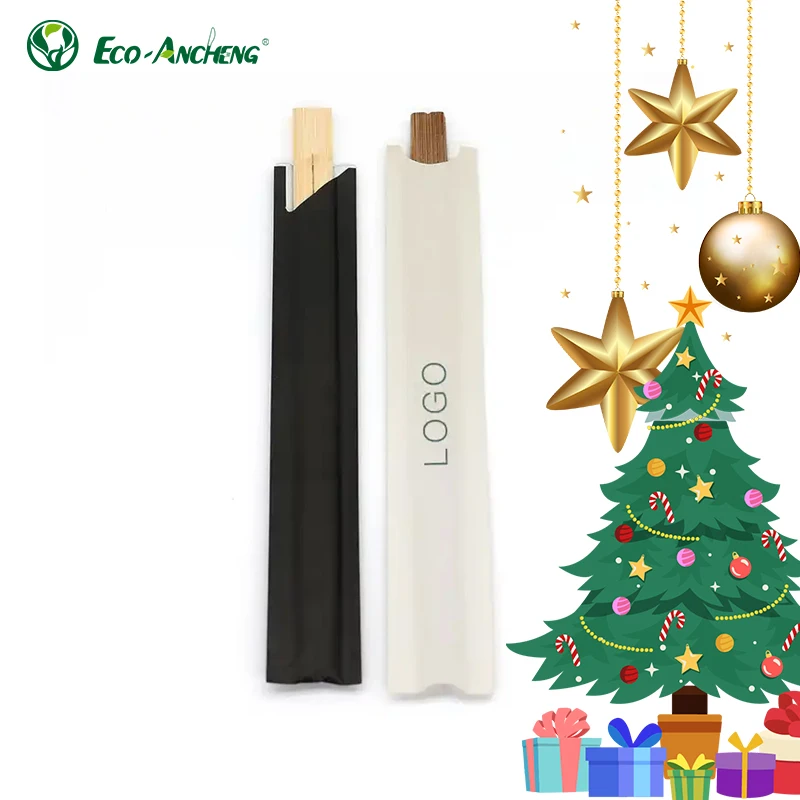 Disposable Wedding Camping Sushi Paper Wrapped Wooden Bamboo Chopsticks
