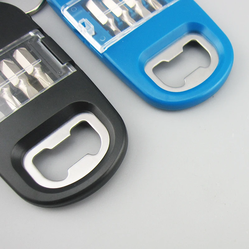 Mini 4 in 1 Multi-function Led Screwdriver kit with Bottle Opener key chain Tools Set for promotion