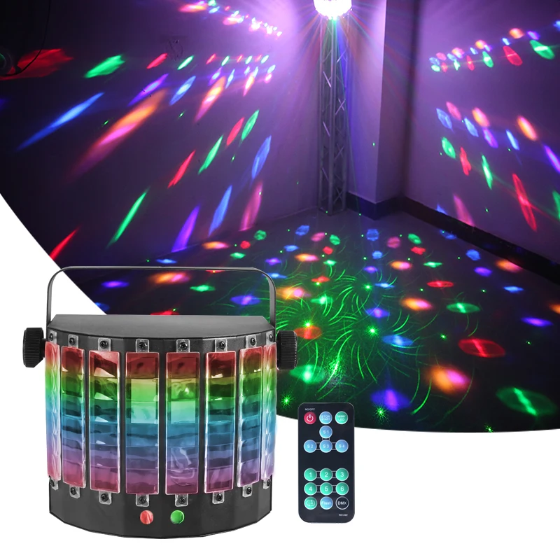 Professional sound activated disco led+laser butterfly pattern light strobe  projector KTV party lights