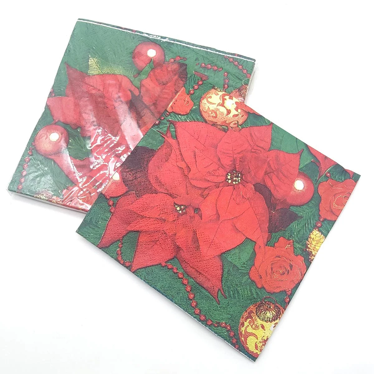 Festival Christmas Napkin Table Decoration Custom Logo Flower Printed Color Paper Napkins For Wedding And Party