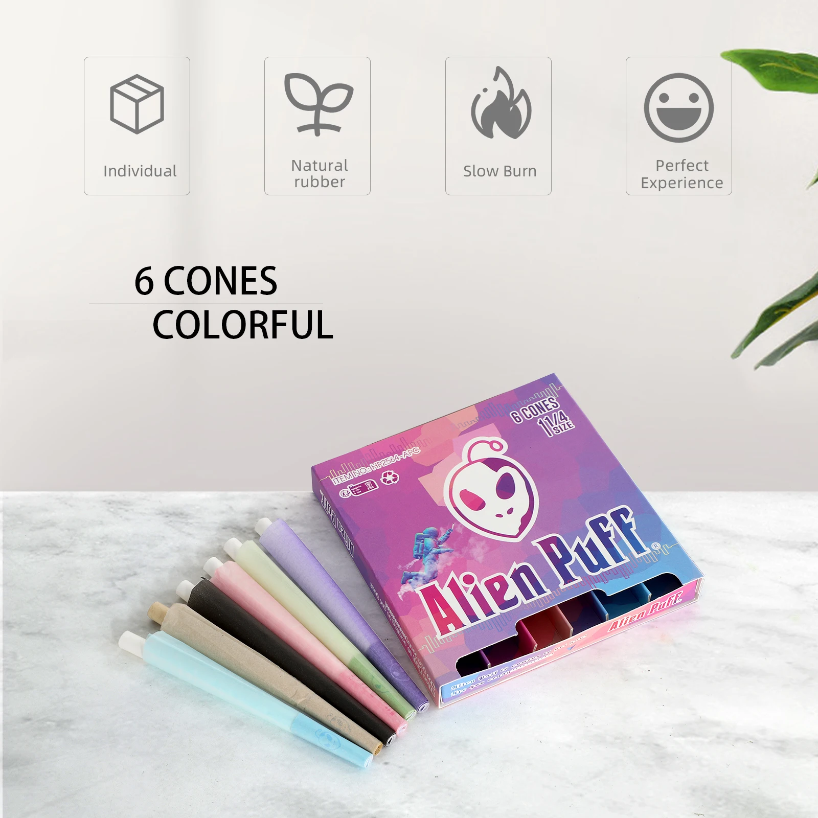 HP2564-APC AlienPuff  Kingsize Natural Organic Gum High Quality Paper Rolled Unbleached Brown Cones