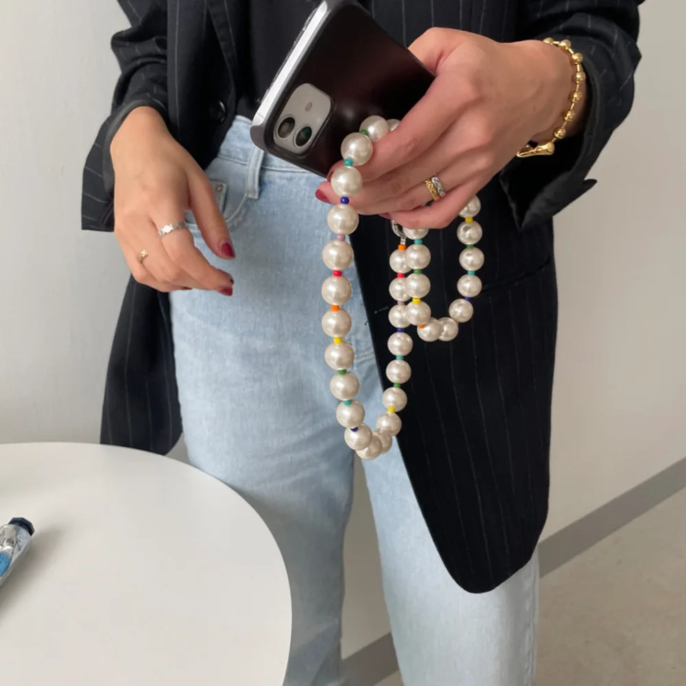 DAIHE Ins Acrylic Beads Anti-lost Hand-held Phone Strap Charm Lanyard Mobile Phone Chain